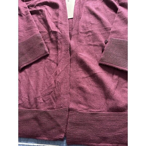Evolution By Cyrus Womens Open Front Cardigan Sweater Burgundy 3/4 Sleeve Size S - Picture 9 of 9